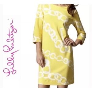 Lilly Pulitzer  Starburst Yellow Jonah Posh Ponte Dress Size Small
